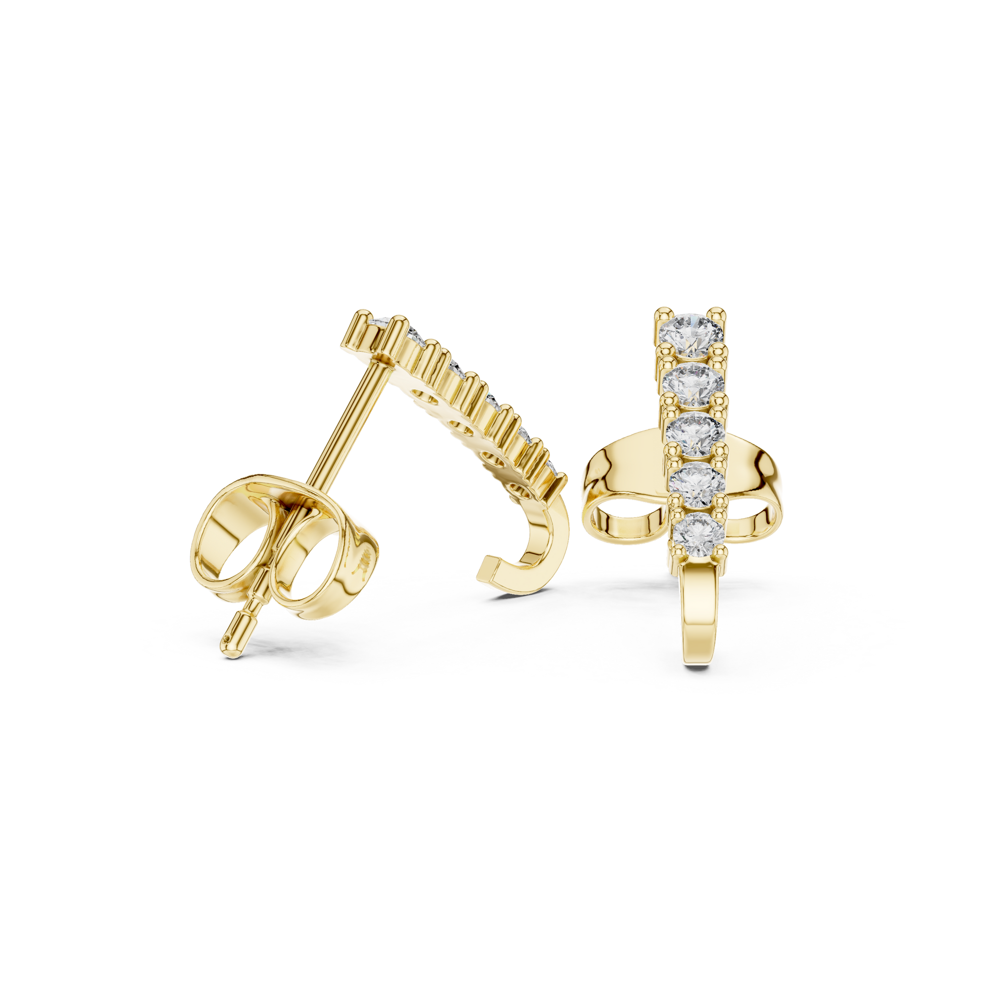 Round Cut Lab Grown Diamond Stud Earrings in Yellow Gold