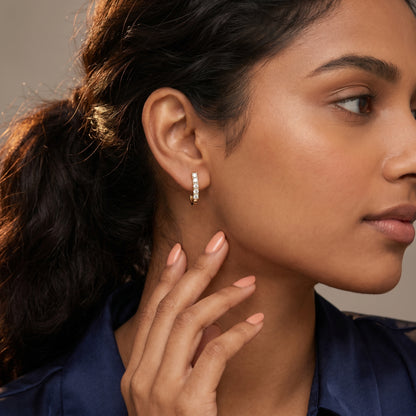 Round Cut Lab Grown Diamond Stud Earrings in Yellow Gold