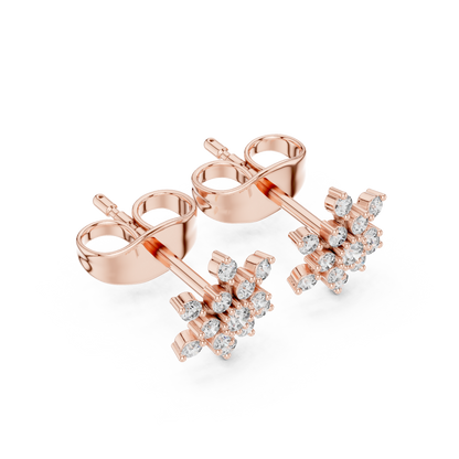 Round Cut Lab Grown Diamond Stud Earrings in Rose Gold