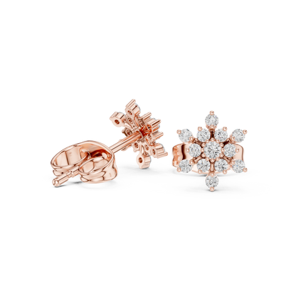 Round Cut Lab Grown Diamond Stud Earrings in Rose Gold