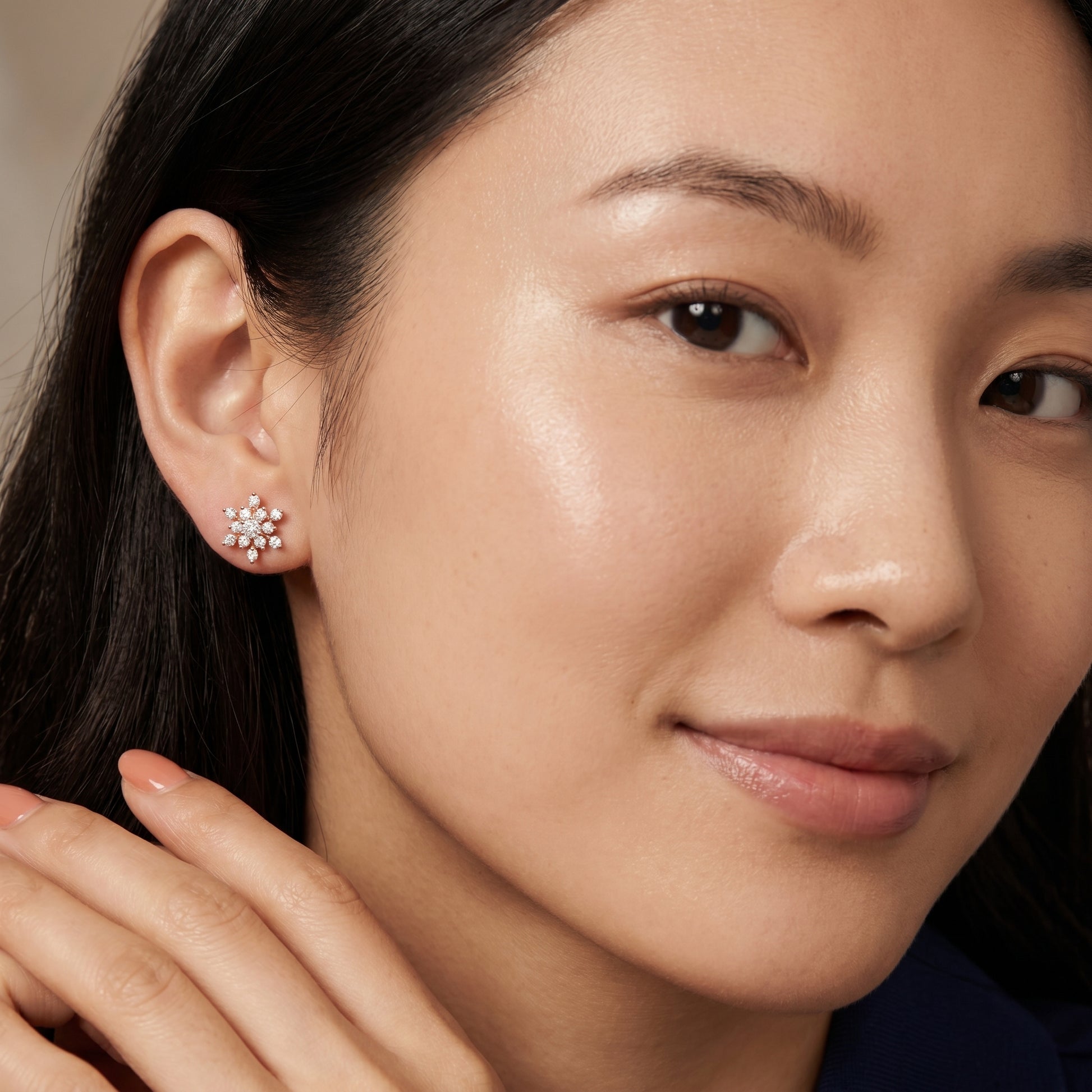 Round Cut Lab Grown Diamond Stud Earrings in Rose Gold