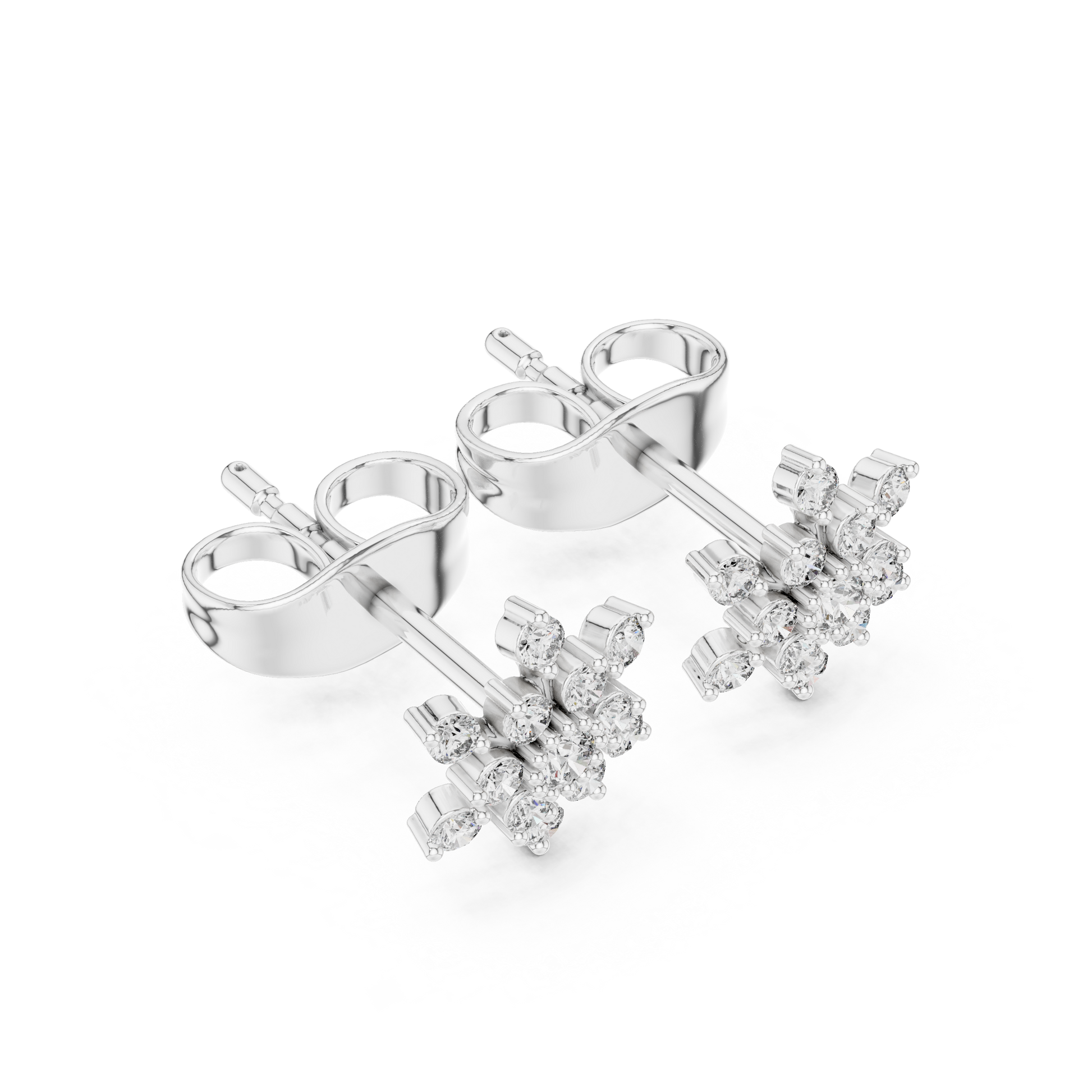 Round Cut Lab Grown Diamond Stud Earrings in Silver