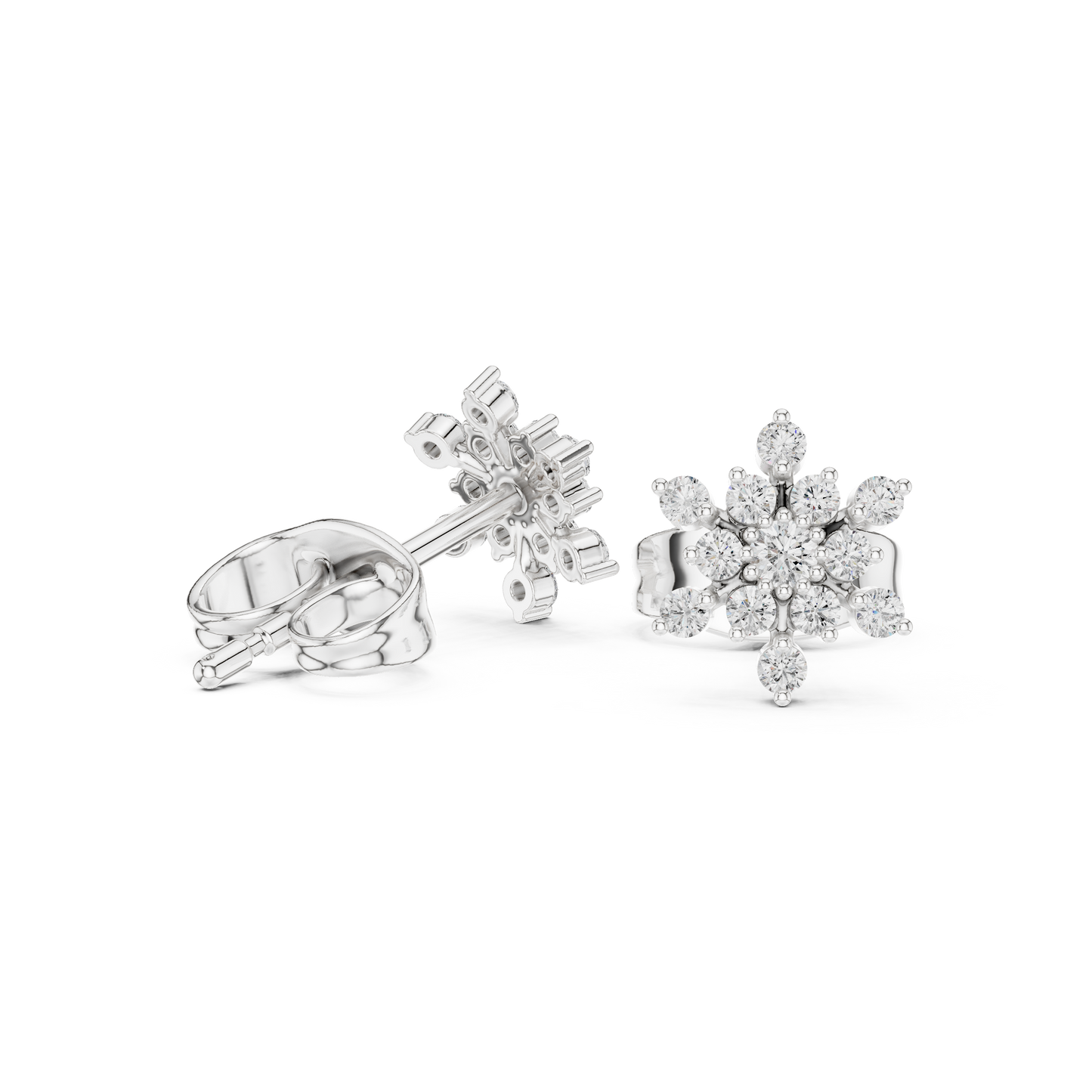 Round Cut Lab Grown Diamond Stud Earrings in White Gold