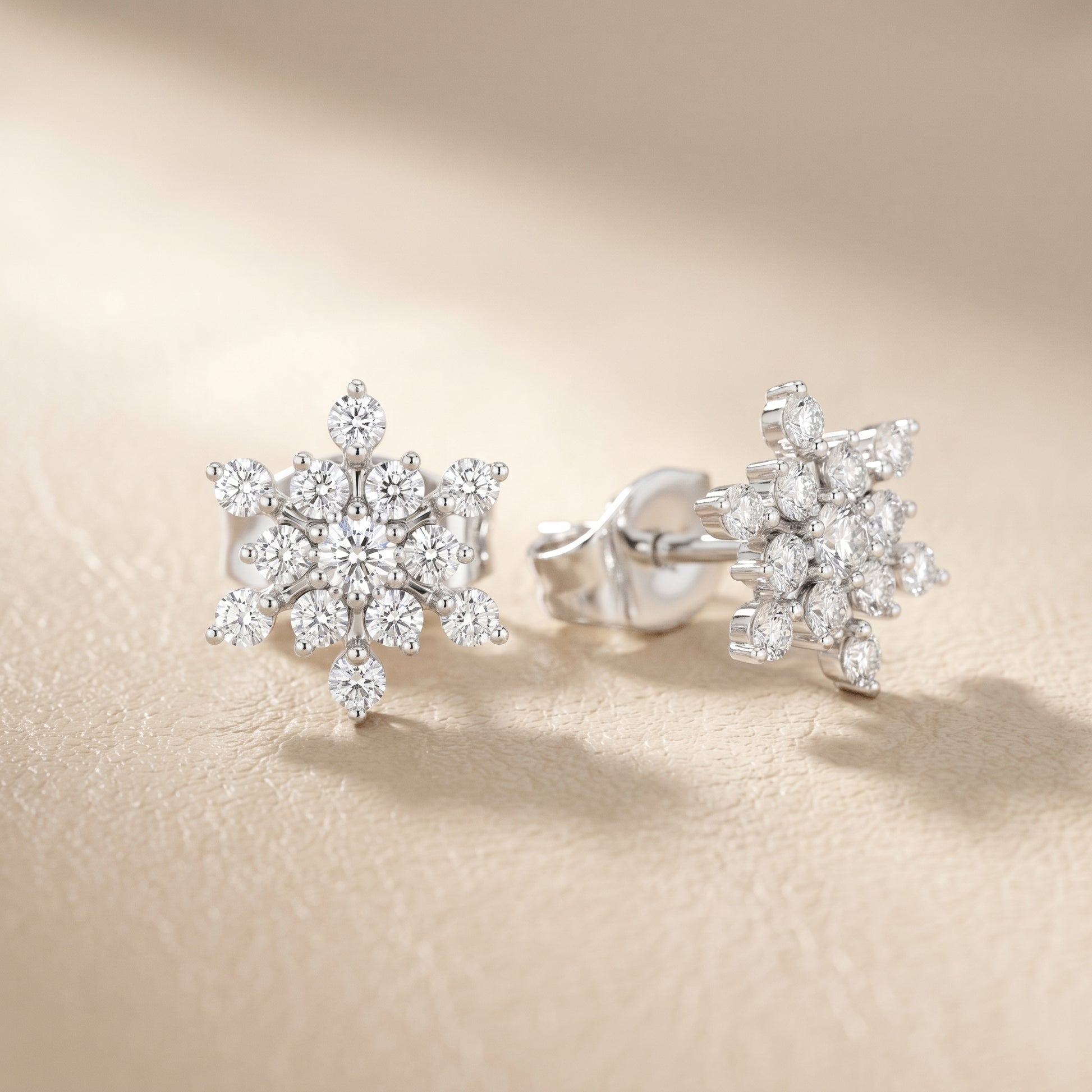 Round Cut Lab Grown Diamond Stud Earrings in White Gold