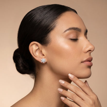 Round Cut Lab Grown Diamond Stud Earrings in Platinum