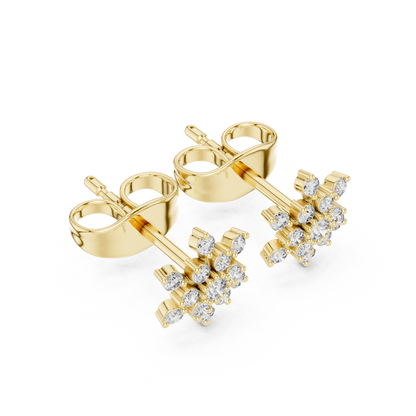 Round Cut Lab Grown Diamond Stud Earrings in Yellow Gold