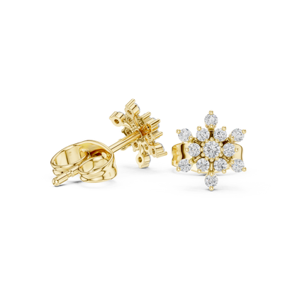 Round Cut Lab Grown Diamond Stud Earrings in Yellow Gold