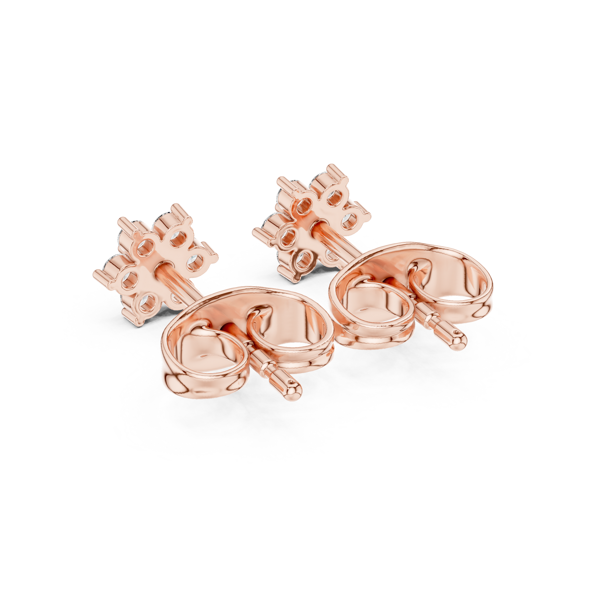 Round Cut Lab Grown Diamond Stud Earrings in Rose Gold