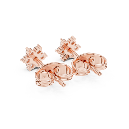 Round Cut Lab Grown Diamond Stud Earrings in Rose Gold
