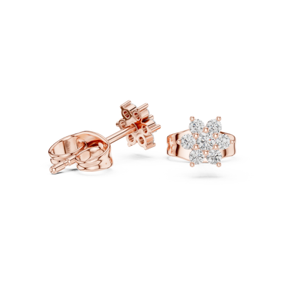Round Cut Lab Grown Diamond Stud Earrings in Rose Gold