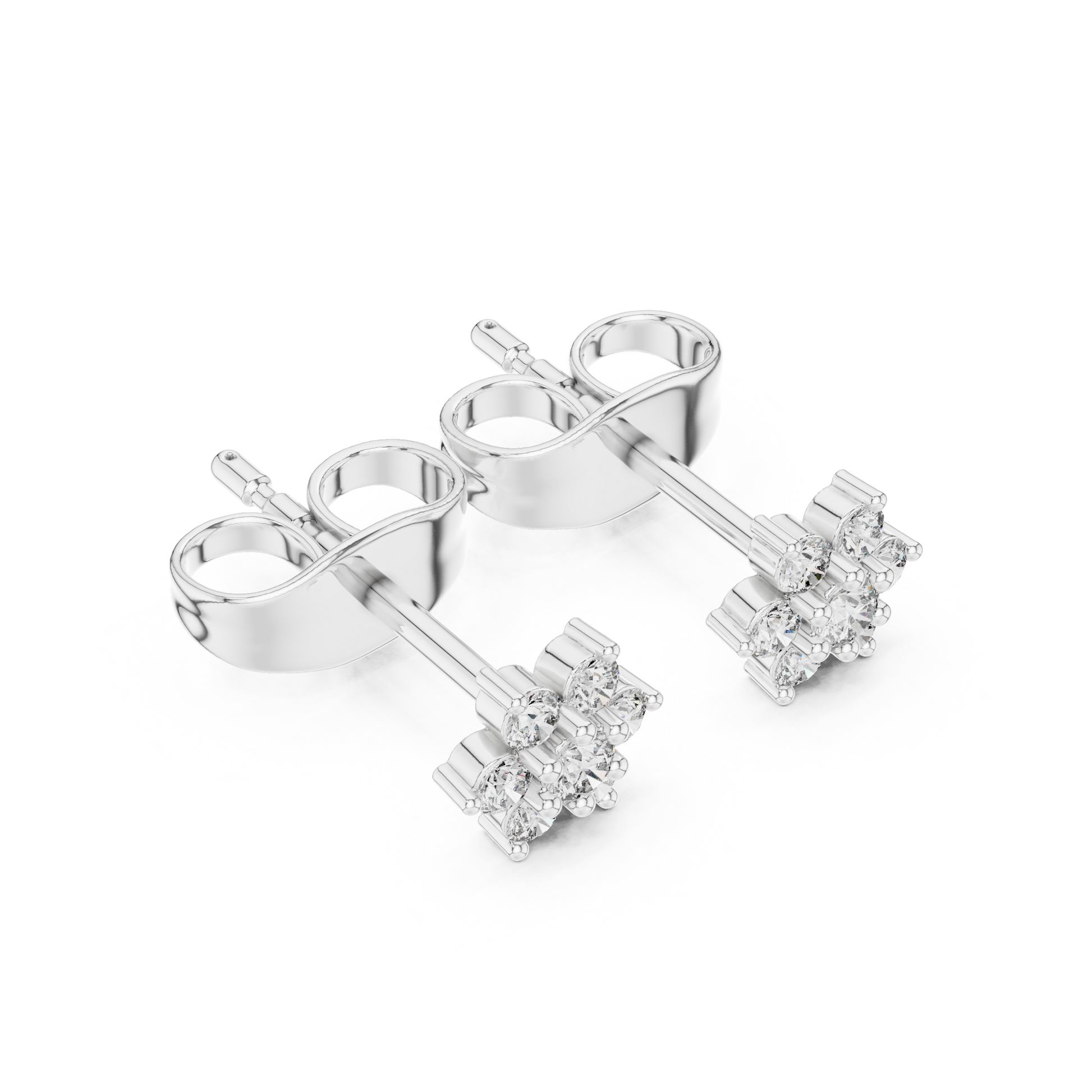 Round Cut Lab Grown Diamond Stud Earrings in White Gold