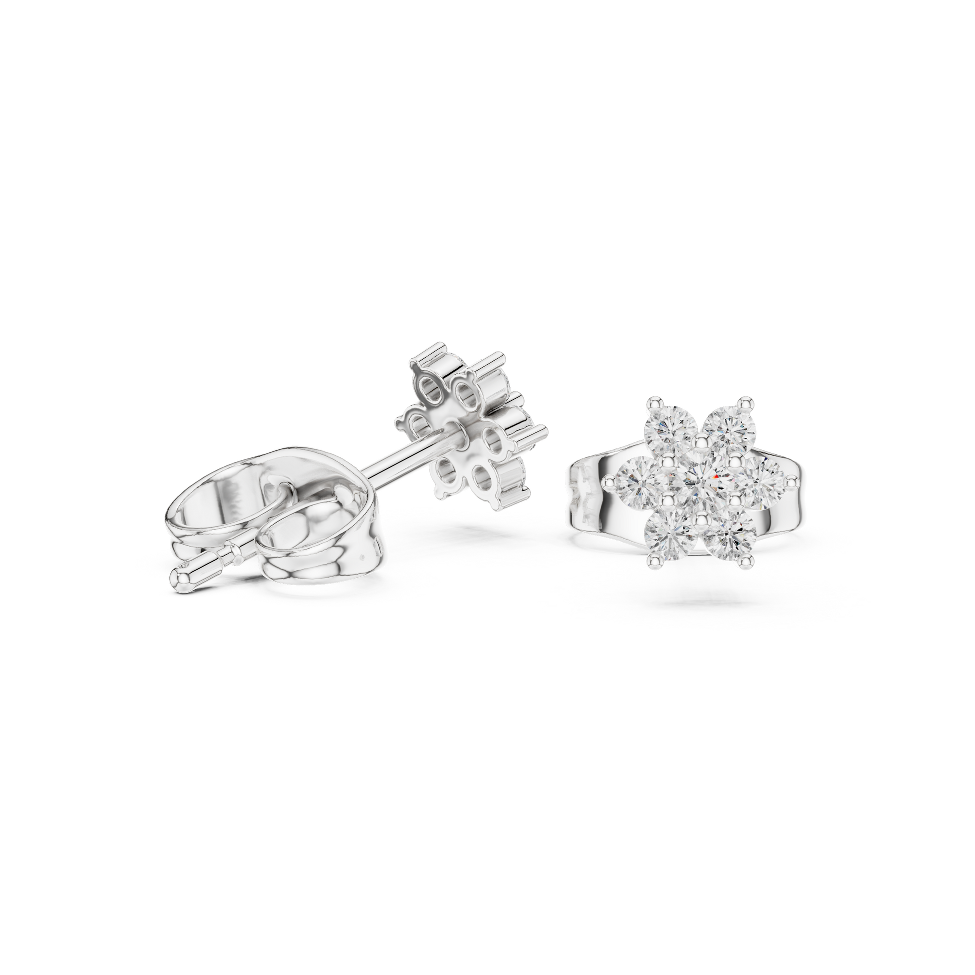 Round Cut Lab Grown Diamond Stud Earrings in White Gold