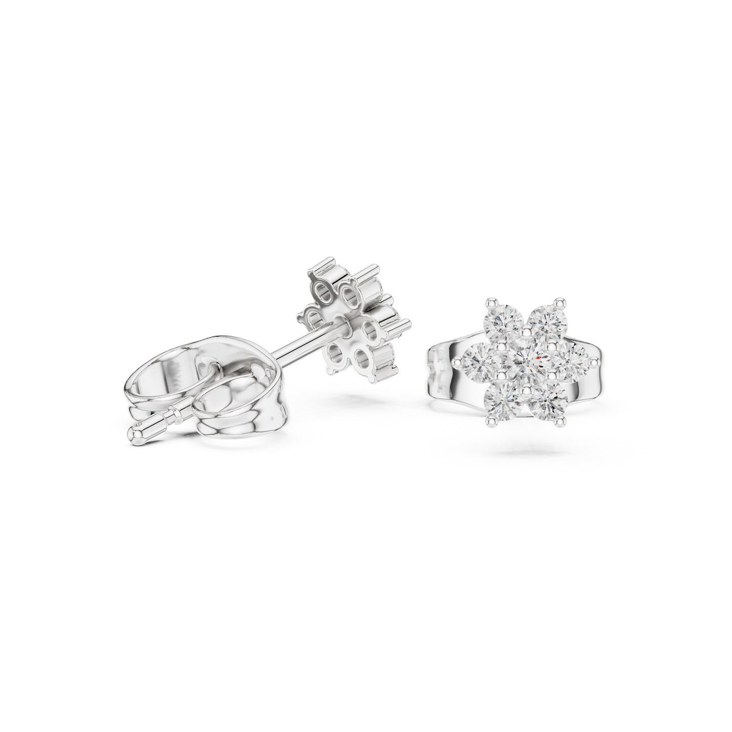 Round Cut Lab Grown Diamond Stud Earrings in Platinum