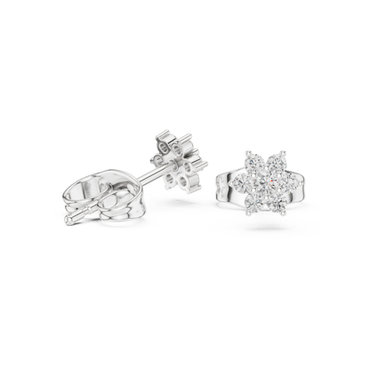 Round Cut Lab Grown Diamond Stud Earrings in Silver
