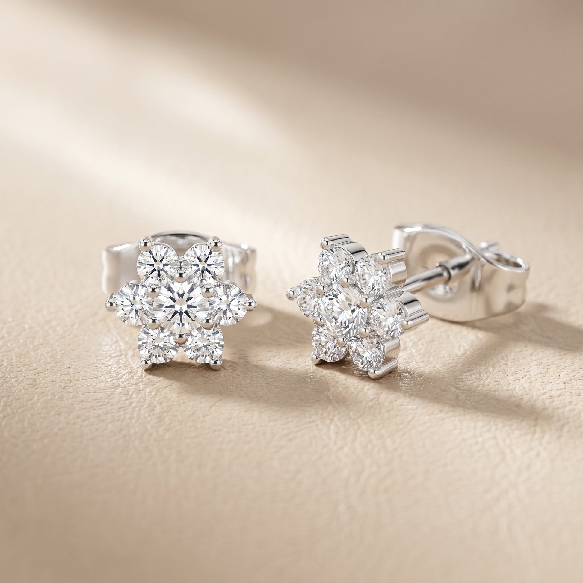 Round Cut Lab Grown Diamond Stud Earrings in White Gold