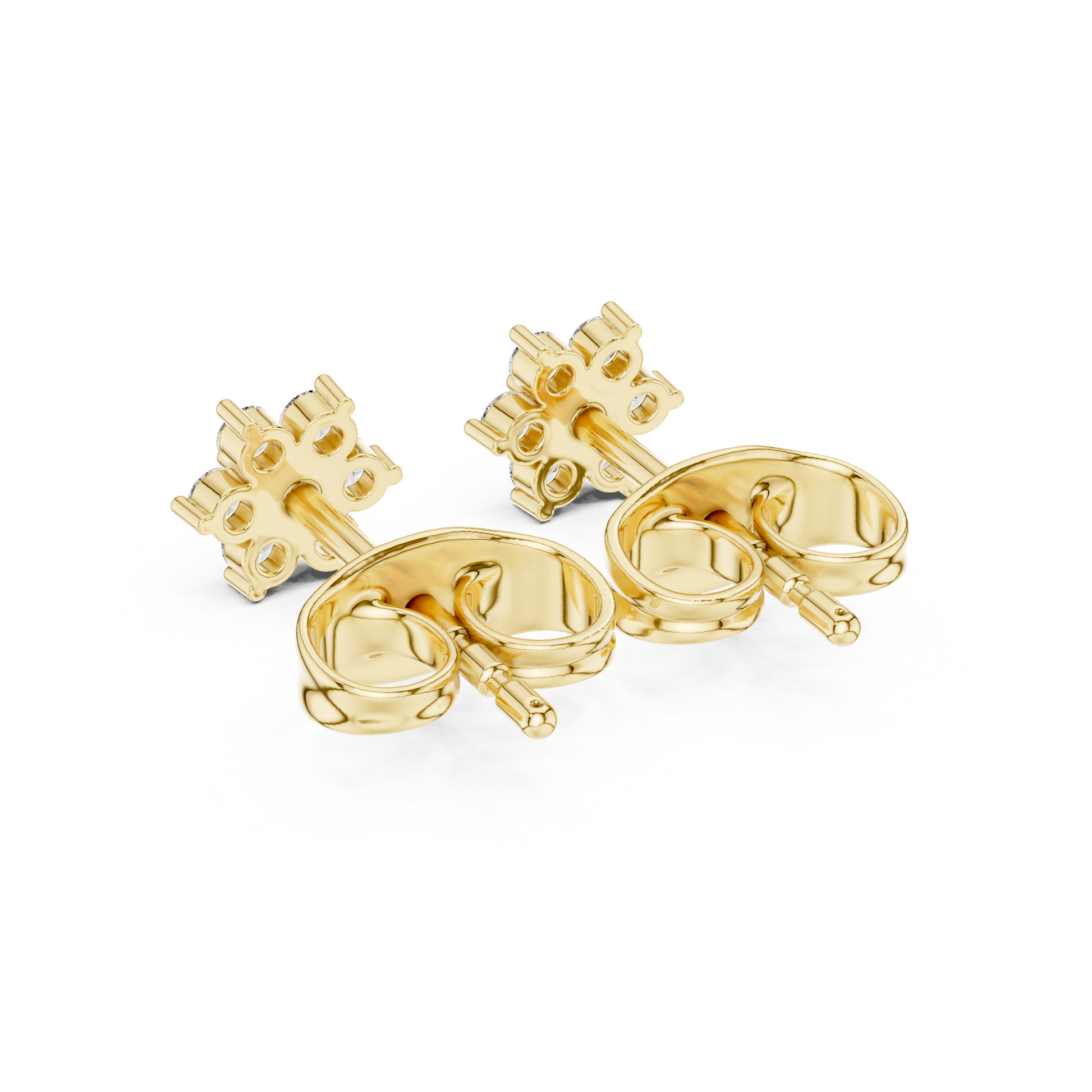 Round Cut Lab Grown Diamond Stud Earrings in Yellow Gold