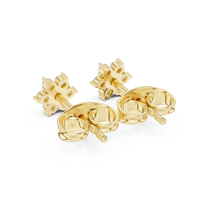 Round Cut Lab Grown Diamond Stud Earrings in Yellow Gold
