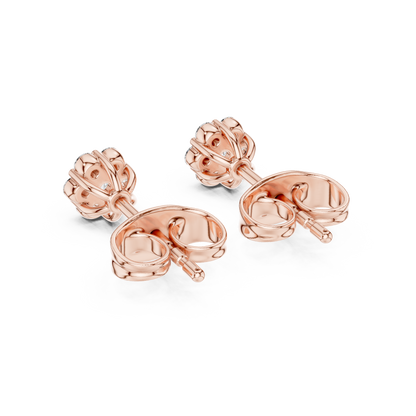 Round Cut Lab Grown Diamond Stud Earrings in Rose Gold