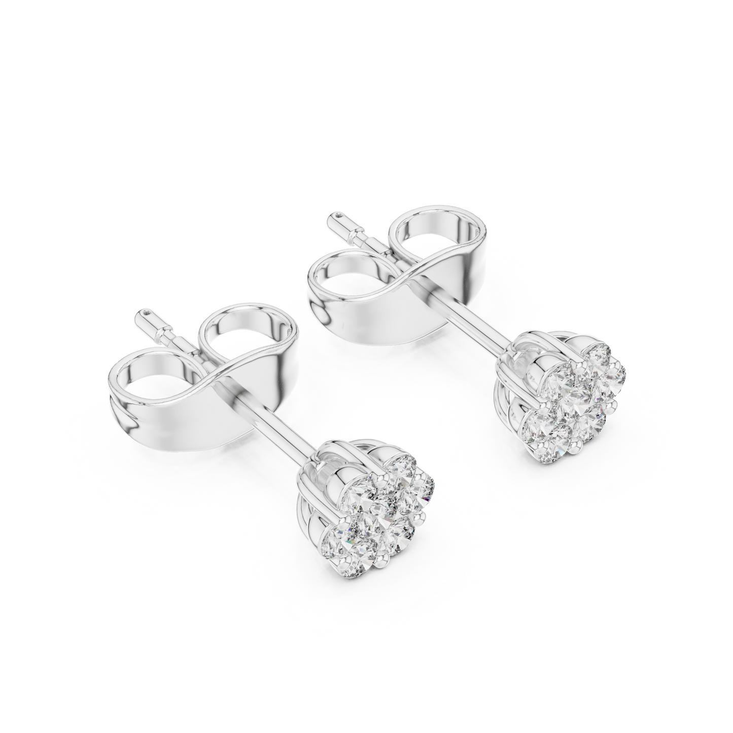 Round Cut Lab Grown Diamond Stud Earrings in White Gold