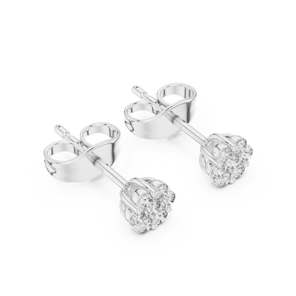 Round Cut Lab Grown Diamond Stud Earrings in White Gold