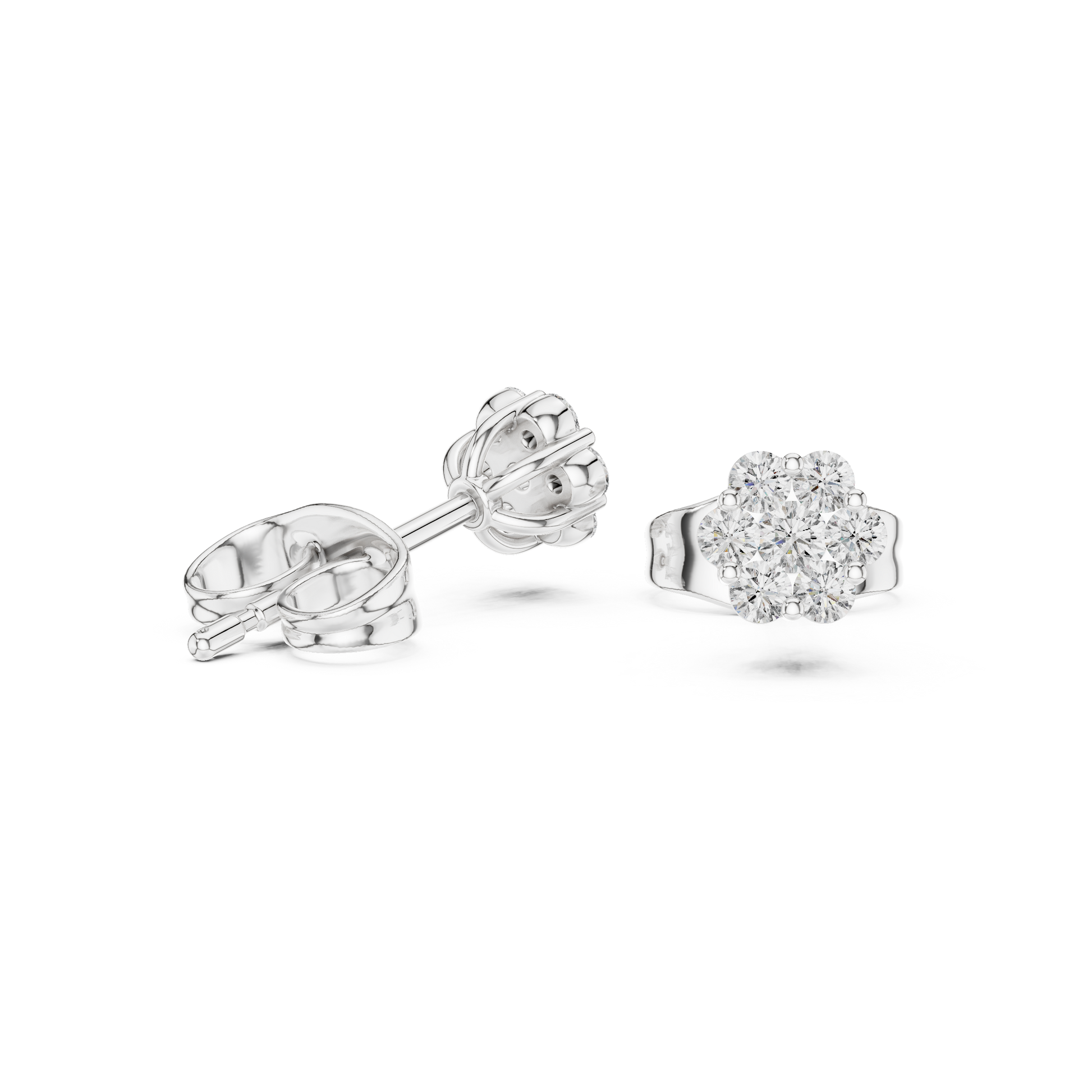 Round Cut Lab Grown Diamond Stud Earrings in Silver