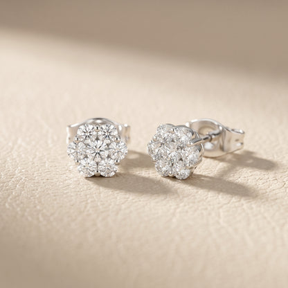 Round Cut Lab Grown Diamond Stud Earrings in White Gold