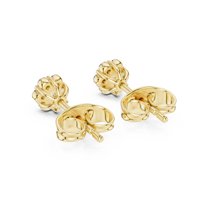 Round Cut Lab Grown Diamond Stud Earrings in Yellow Gold
