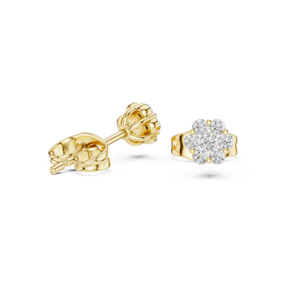 Round Cut Lab Grown Diamond Stud Earrings in Yellow Gold
