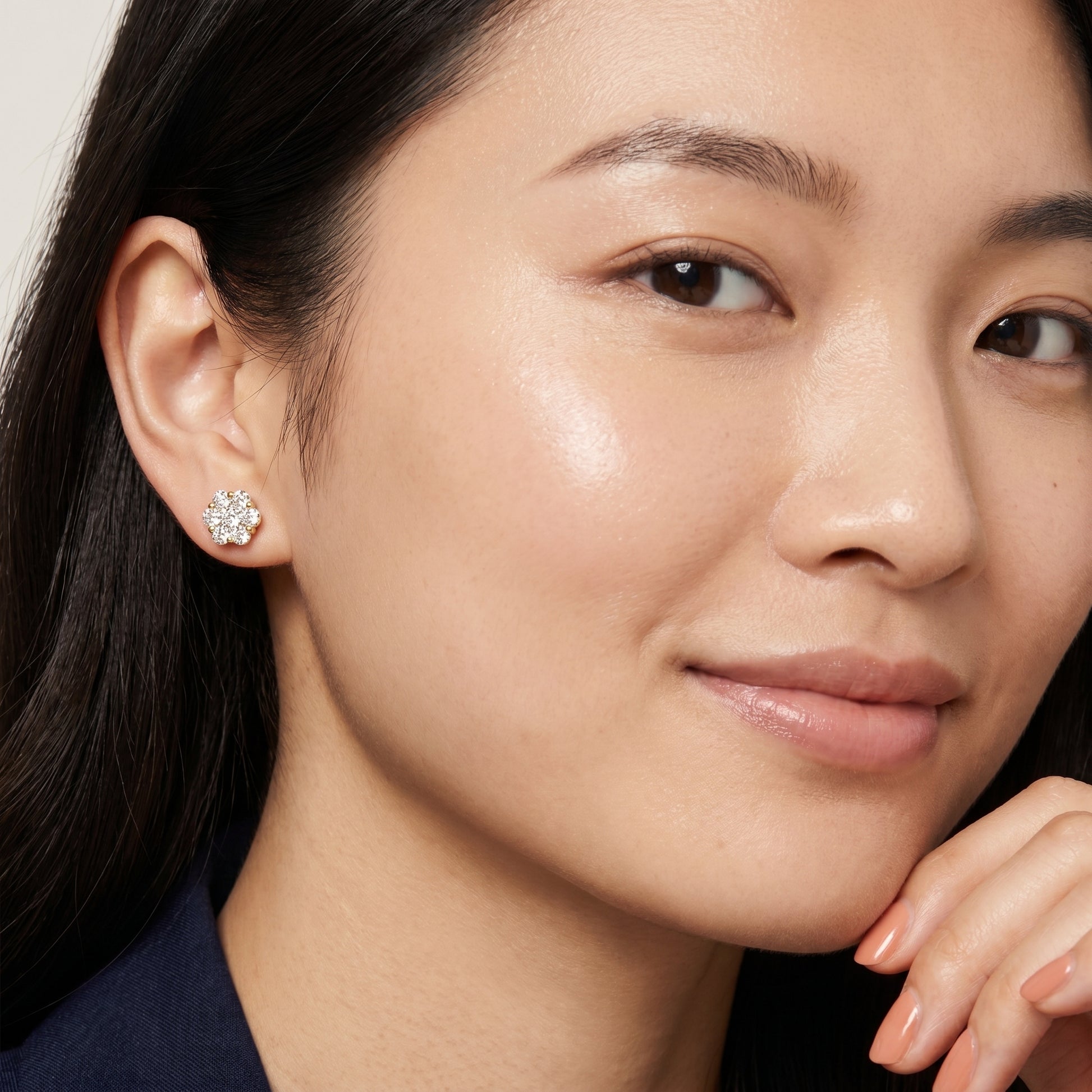 Round Cut Lab Grown Diamond Stud Earrings in Yellow Gold