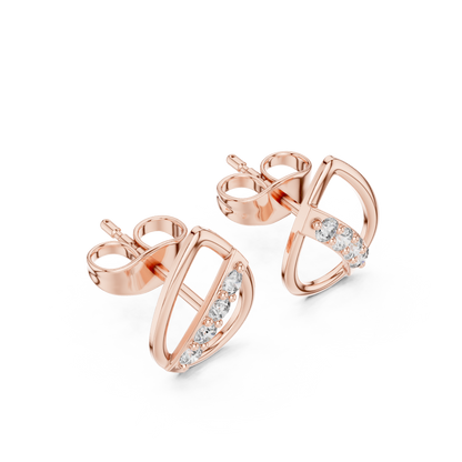 Round Cut Lab Grown Diamond Stud Earrings in Rose Gold