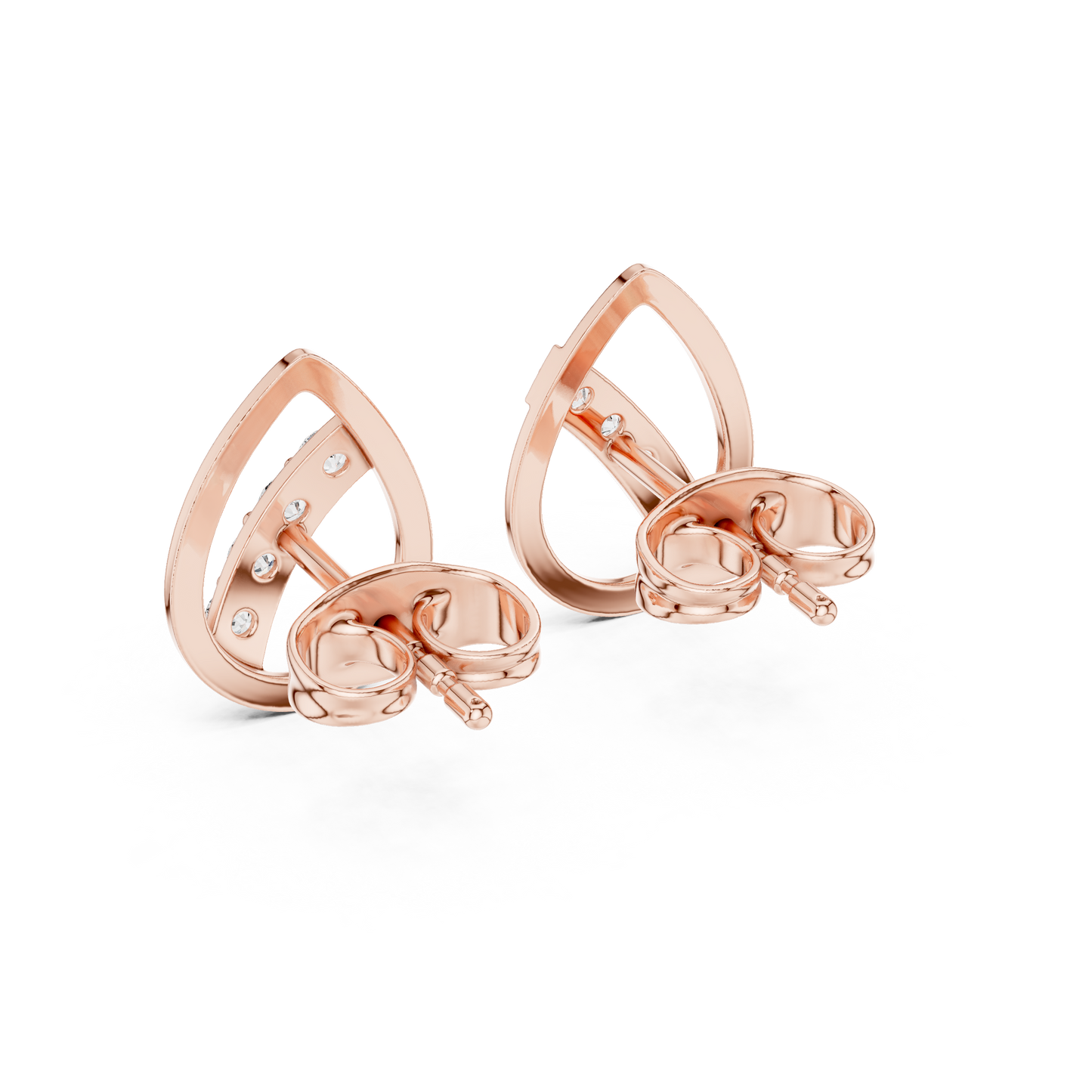 Round Cut Lab Grown Diamond Stud Earrings in Rose Gold