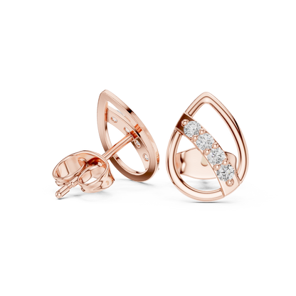 Round Cut Lab Grown Diamond Stud Earrings in Rose Gold