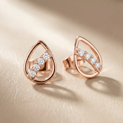 Round Cut Lab Grown Diamond Stud Earrings in Rose Gold