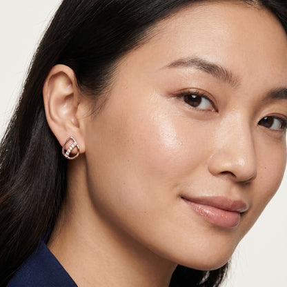 Round Cut Lab Grown Diamond Stud Earrings in Rose Gold