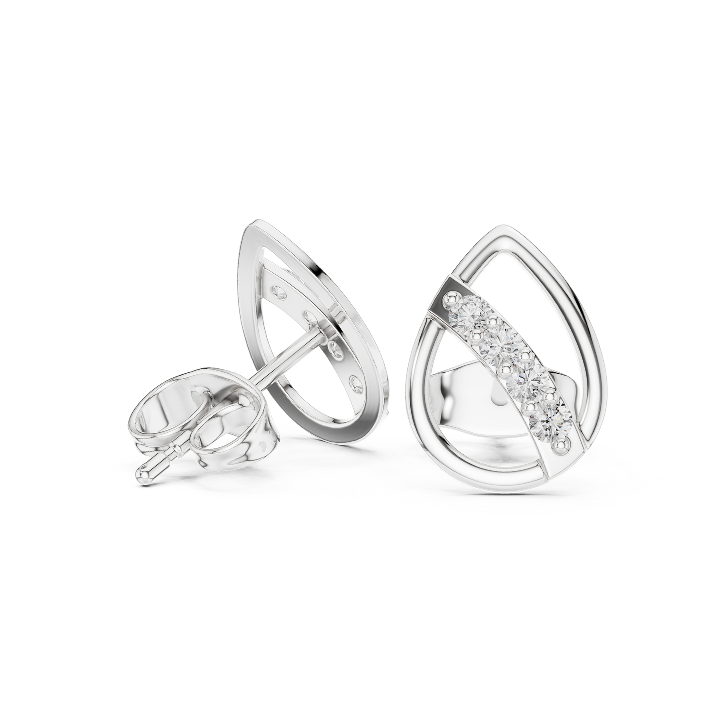 Round Cut Lab Grown Diamond Stud Earrings in White Gold