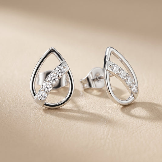 Round Cut Lab Grown Diamond Stud Earrings in White Gold