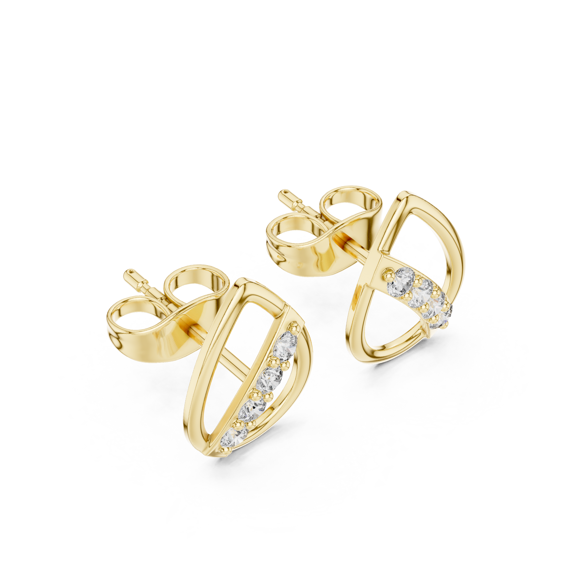 Round Cut Lab Grown Diamond Stud Earrings in Yellow Gold