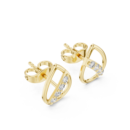 Round Cut Lab Grown Diamond Stud Earrings in Yellow Gold
