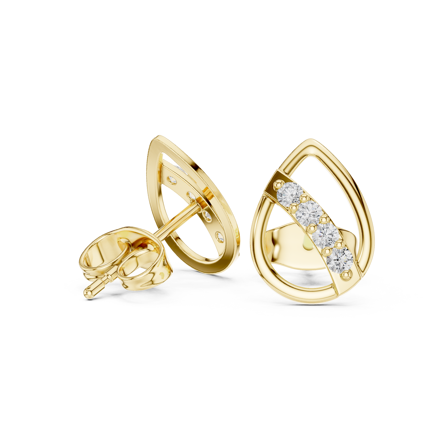Round Cut Lab Grown Diamond Stud Earrings in Yellow Gold