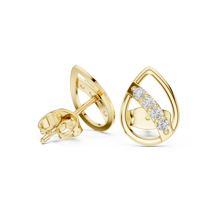 Round Cut Lab Grown Diamond Stud Earrings in Yellow Gold