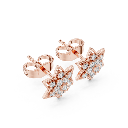 Round Cut Lab Grown Diamond Stud Earrings in Rose Gold