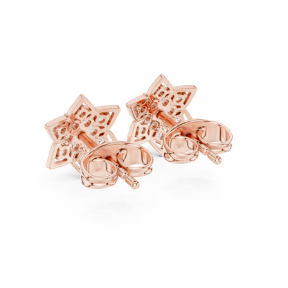 Round Cut Lab Grown Diamond Stud Earrings in Rose Gold