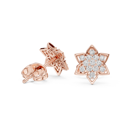 Round Cut Lab Grown Diamond Stud Earrings in Rose Gold