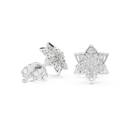 Round Cut Lab Grown Diamond Stud Earrings in Silver
