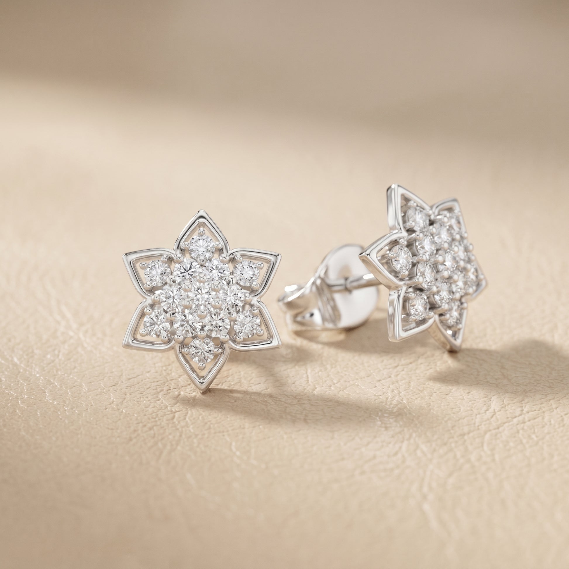 Round Cut Lab Grown Diamond Stud Earrings in Silver