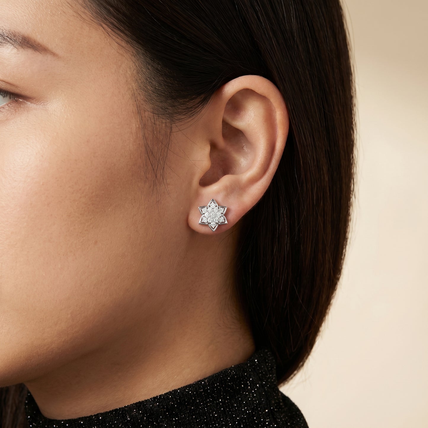 Round Cut Lab Grown Diamond Stud Earrings in White Gold