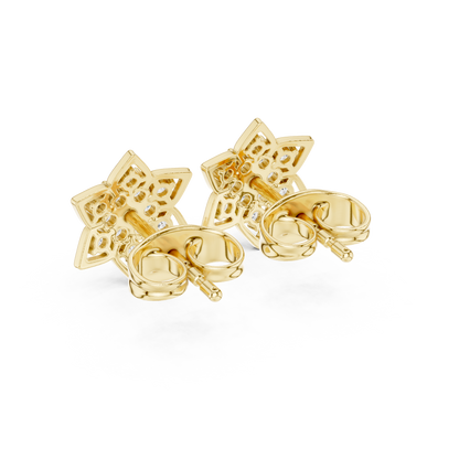 Round Cut Lab Grown Diamond Stud Earrings in Yellow Gold
