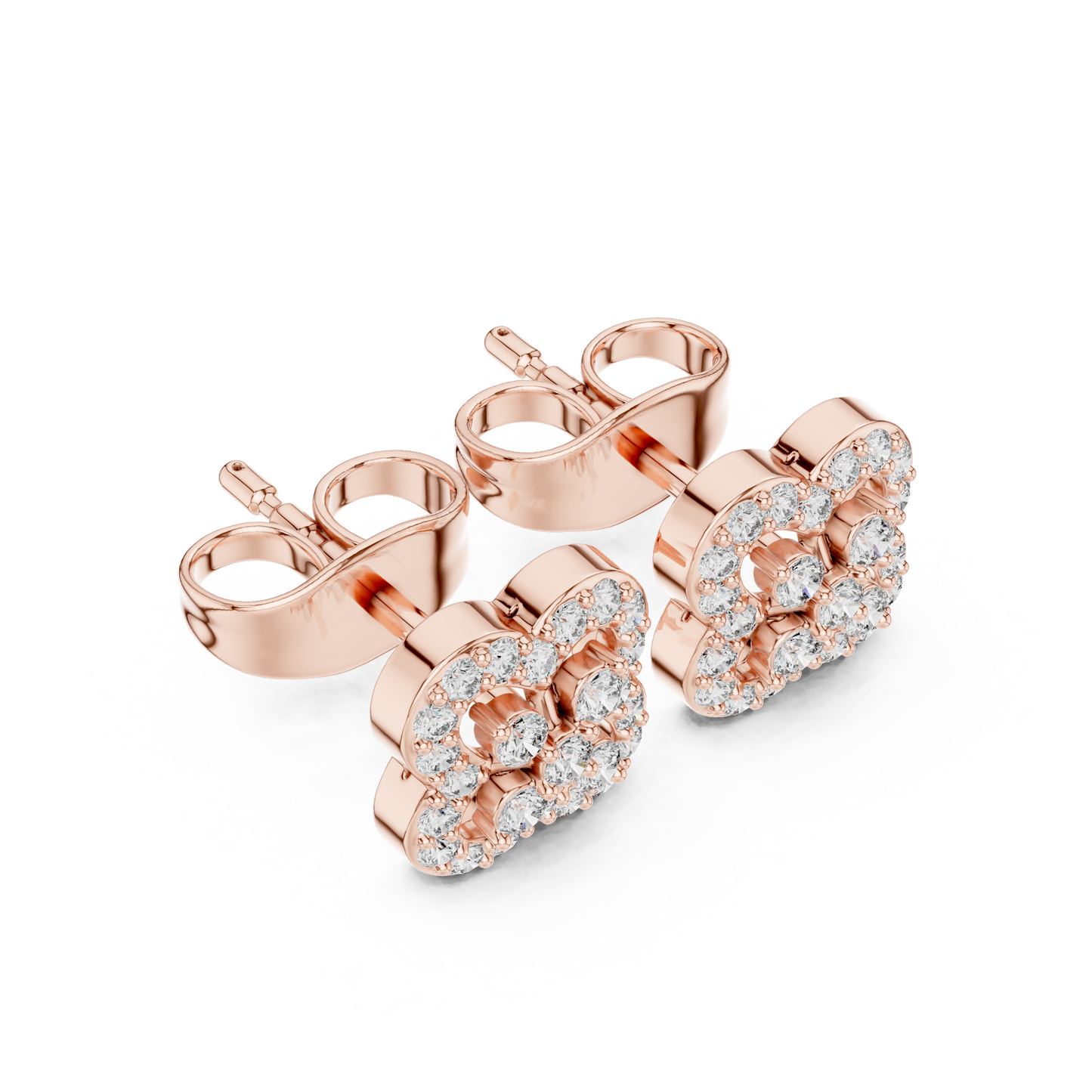 Round Cut Lab Grown Diamond Stud Earrings in Rose Gold
