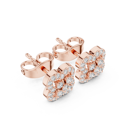Round Cut Lab Grown Diamond Stud Earrings in Rose Gold
