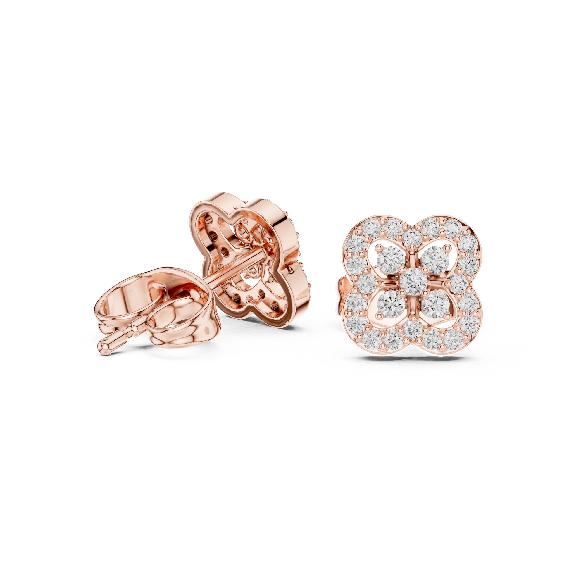 Round Cut Lab Grown Diamond Stud Earrings in Rose Gold